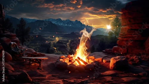 Fire and Stars: The Crackling Campfire and the Milky Way Weave Tales in the Canyon's Expanse