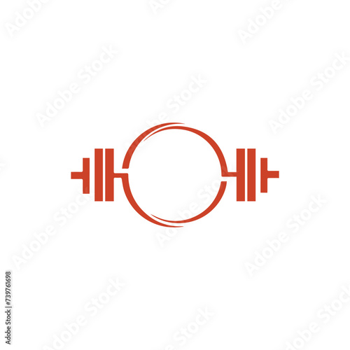 Fitness and gym logo design with using barbel vector illustration