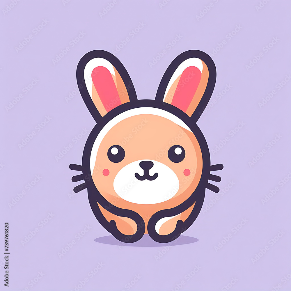 Fototapeta premium flat vector logo of a rabbit ,Bunny rabbit toy isolated on a white background