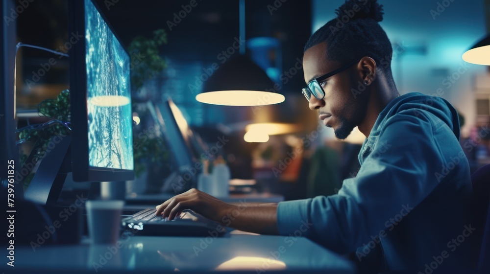 Diverse team of young professionals is working in modern business company. Working day of an office worker. Business, consulting, and technology concept. Diverse team of young professionals is working in modern business company. Working day of an office worker. Business, consulting, and technology concept.