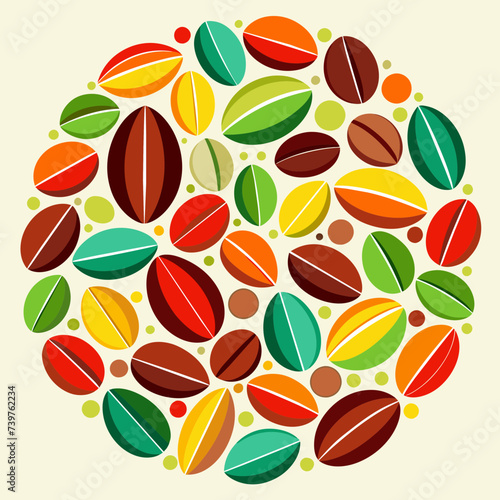 Colorful Coffee Beans Forming Playful Pattern Seamless pattern