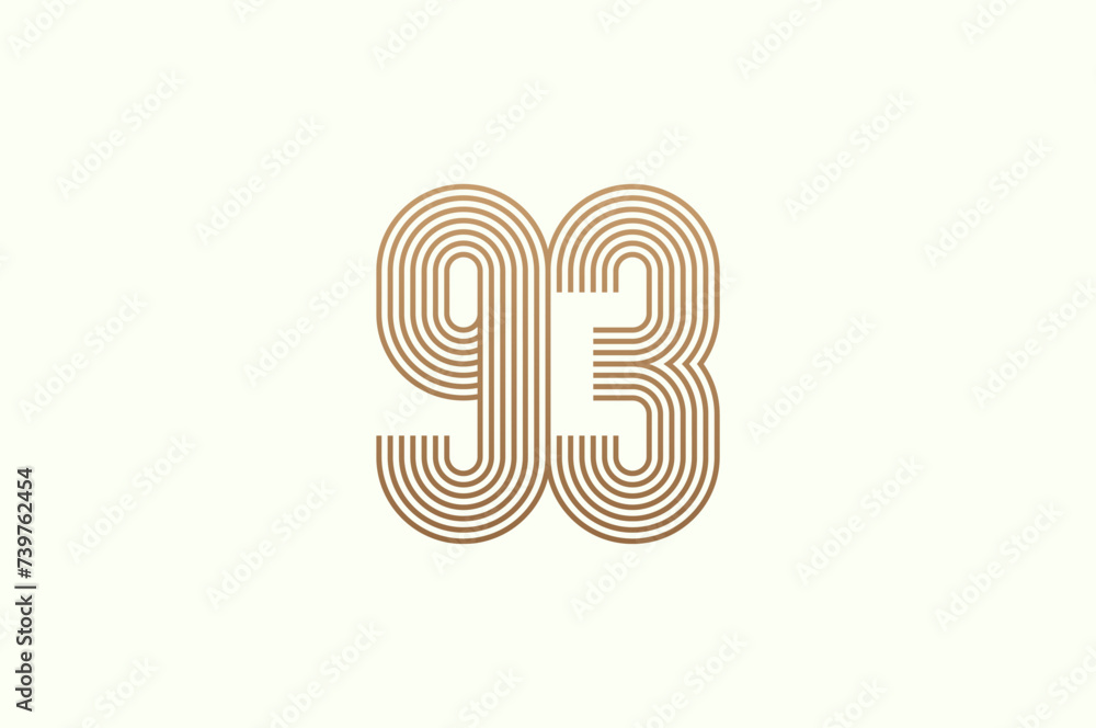 Number 93 Logo. Monogram Number 93 logo multi line style. usable for business logos and anniversary. flat design logo template. vector illustration Number 93 Logo. Monogram Number 93 logo multi line style. usable for business logos and anniversary. flat design logo template. vector illustration