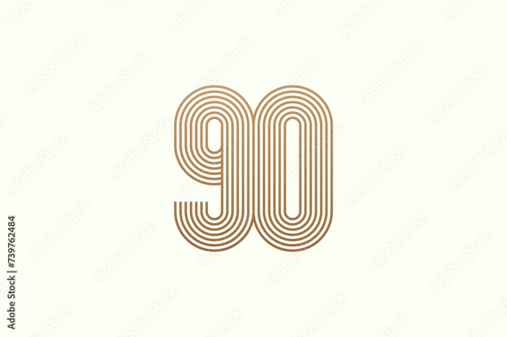 Obraz premium Number 90 Logo. Monogram Number 90 logo multi line style. usable for business logos and anniversary. flat design logo template. vector illustration