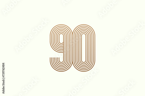 Number 90 Logo. Monogram Number 90 logo multi line style. usable for business logos and anniversary. flat design logo template. vector illustration