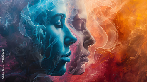 a abstract image of a face of a person dissolving in smoke