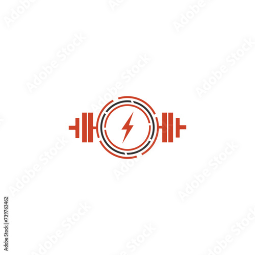 Fitness and gym logo design with using barbel vector illustration