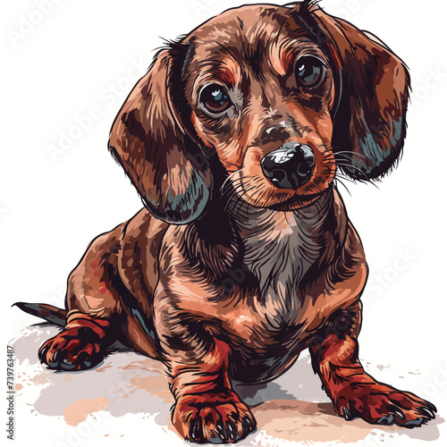 Dachshund dog. Vector illustration isolated on white background.