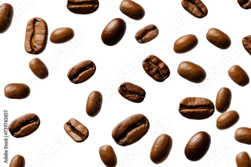 A photo showcasing a large quantity of coffee beans. on a White or Clear Surface PNG Transparent Background.