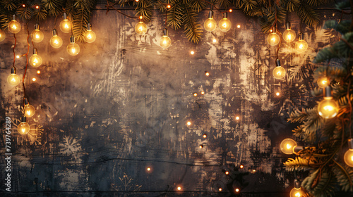 Wall decorated with glowing light bulbs