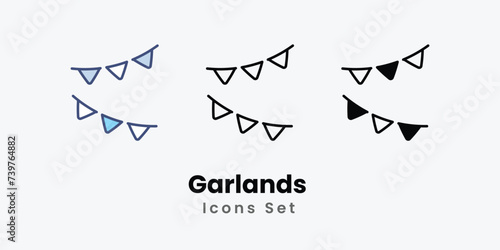 Garlands icons set vector stock illustration