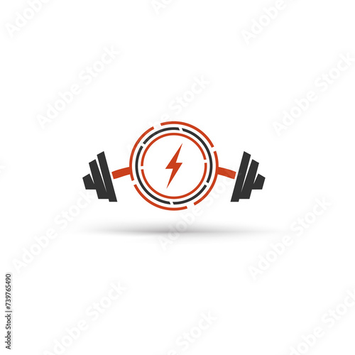 Fitness and gym logo design with using barbel vector illustration photo