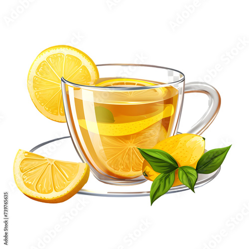 Lemon tea isolated on transparent background 