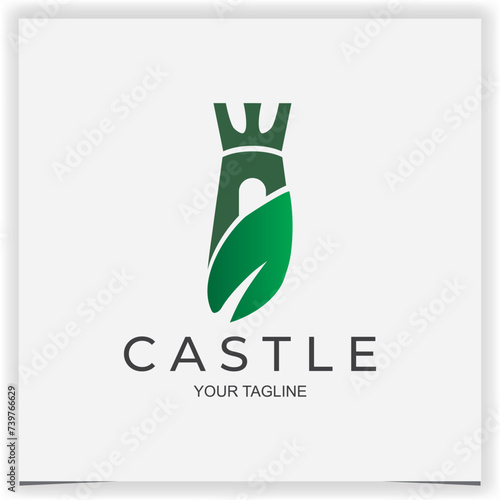 Vector letter s with eco and nature guard castle logo