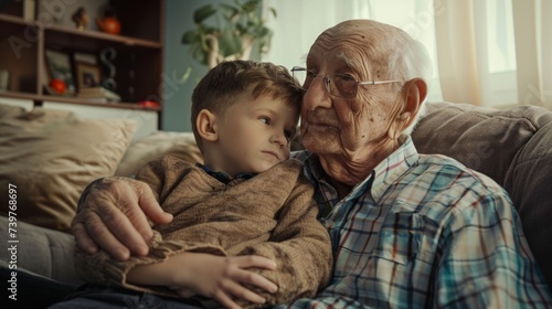 Heartwarming Grandpa and niece moments captured for emotional impact in living room