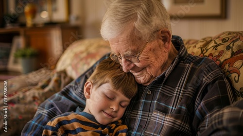Heartwarming Grandpa and niece moments captured for emotional impact in living room