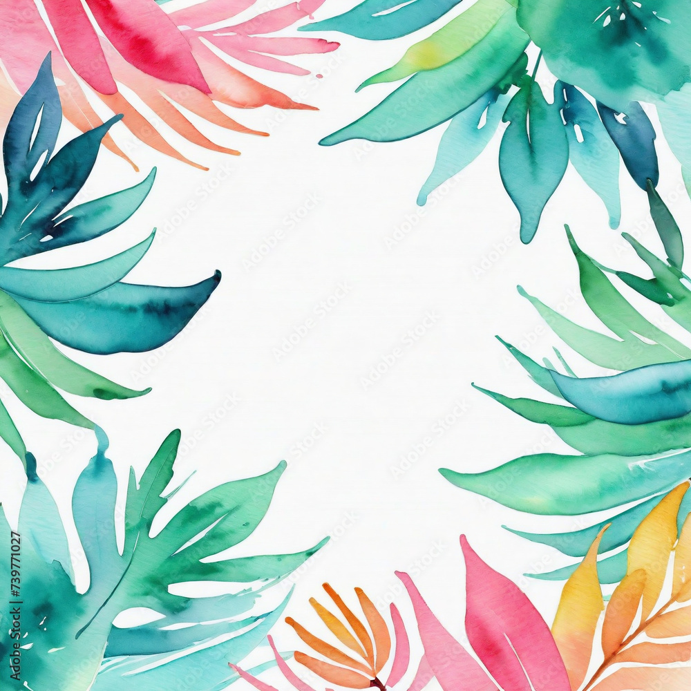 Fototapeta premium Hand-painted watercolor frame with space for text