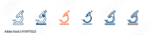 microscope icon set microbiology organism zoom tool vector illustration