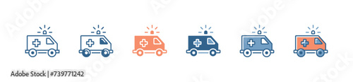 ambulance icon set hospital emergency transportation rescue car transport service vector illustration for web and app