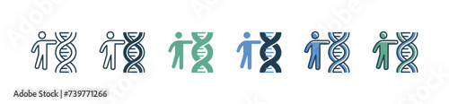 human dna genetic icon set helix chromosome gene microbiology vector illustration people with biotechnology gmo symbol design