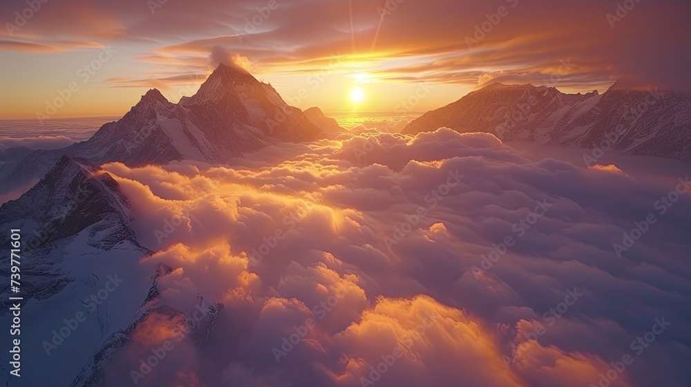 The Sun Setting Over a Mountain Range