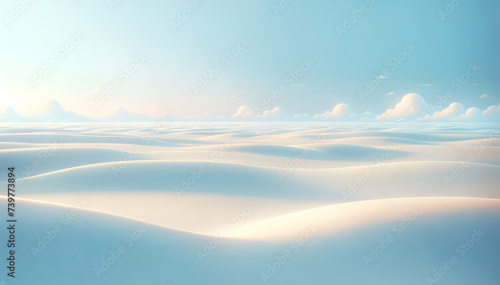 Gentle snow-covered plains stretching to infinity - a fairy tale come to life.
Generative AI. - obrazy, fototapety, plakaty 