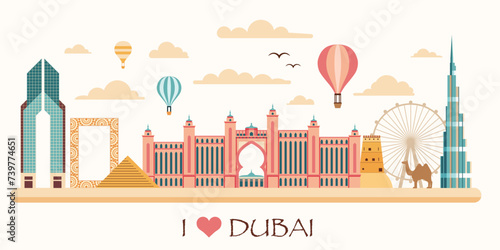 I Love Dubai City Skyline Web Banner