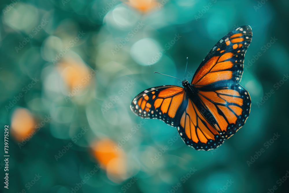 Fototapeta premium Closeup of a butterfly. A slide Background showcasing the beauty and uniqueness of life. Nature and biodiversity. Background image. Created with Generative AI technology