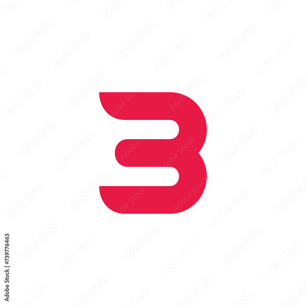 letter b number 3 simple curves run logo vector letter b number 3 simple curves run logo vector