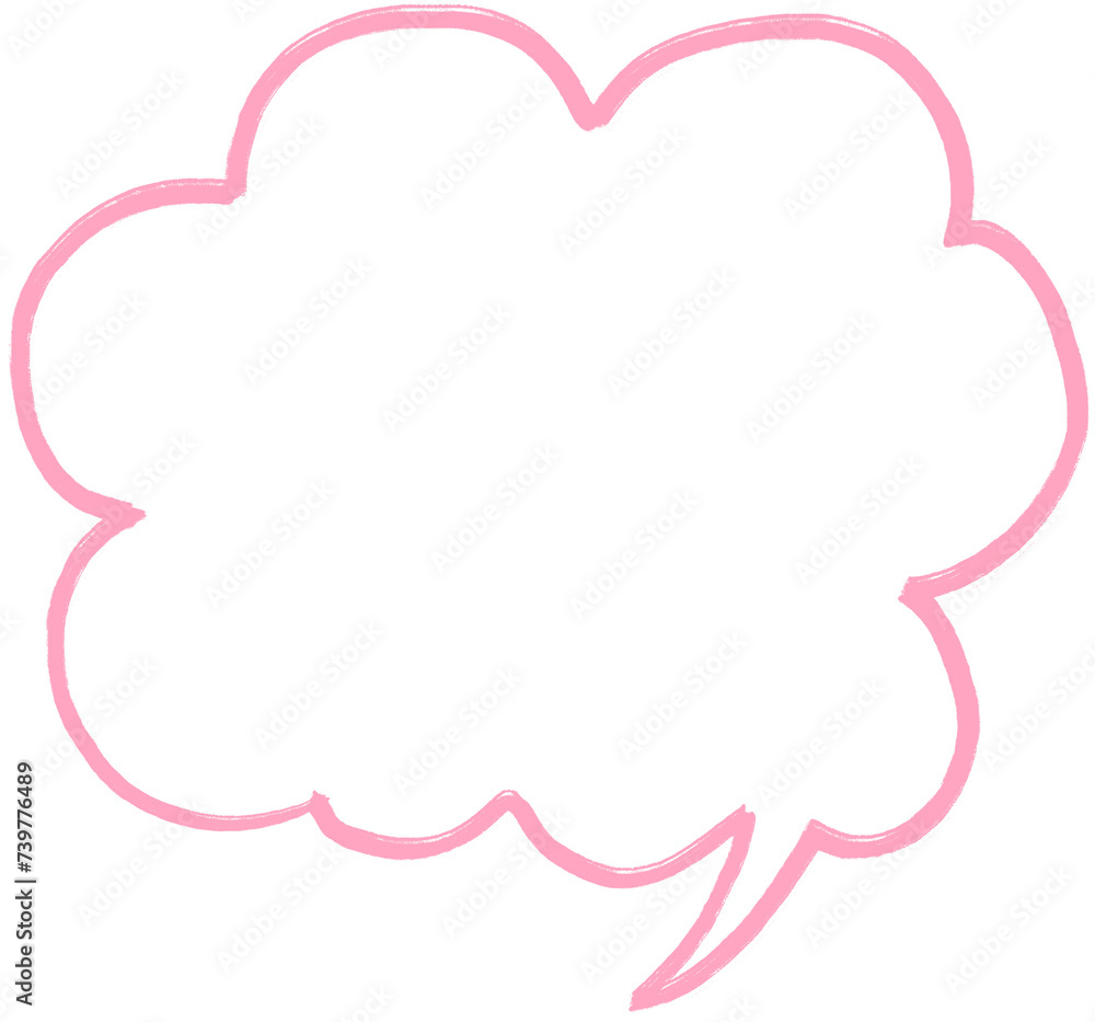 Pink Speech Bubble Shape, Speech Balloon Sign, Empty Blank Frame, Doodle