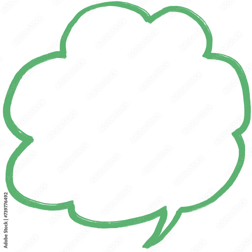 Green Speech Bubble, Speech Balloon Sign, Empty Blank, Hand Drawn Doodle Green Speech Bubble, Speech Balloon Sign, Empty Blank, Hand Drawn Doodle