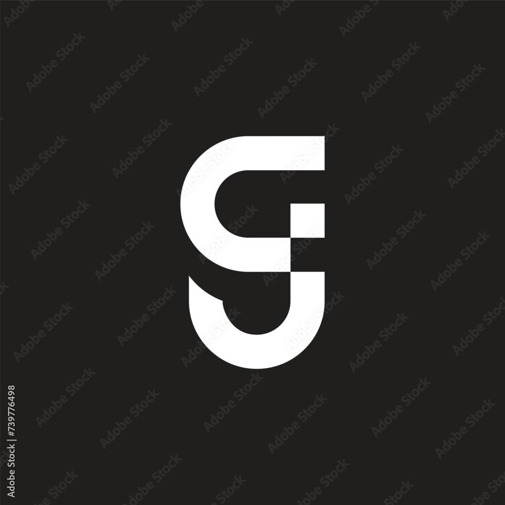 Obraz premium letter gj simple geometric lowercase dot logo vector