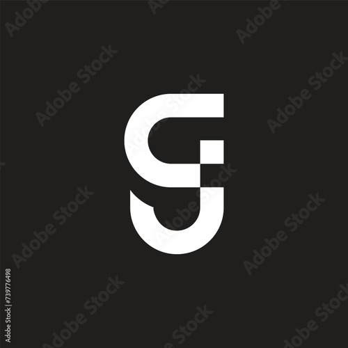 letter gj simple geometric lowercase dot logo vector photo