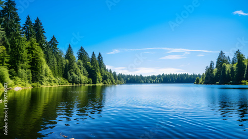 Serene Lakeside Landscape: A Stunning Display of Natural Beauty and Tranquility