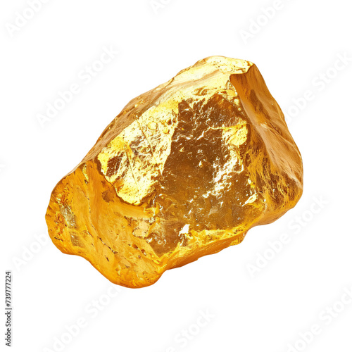 Pure solid gold rock on an isolated background
