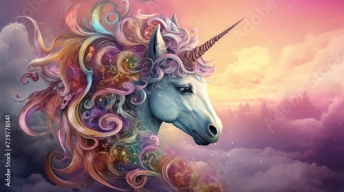 A unicorn in the fantasy world. Generative AI.