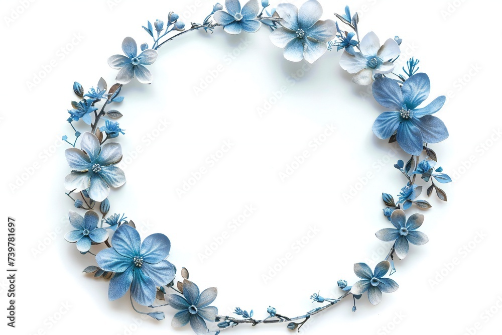 Soft blue empty spring frame with flowers isolated on white background Generative Ai Soft blue empty spring frame with flowers isolated on white background Generative Ai