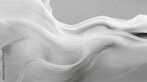 白の波、線、糸の3DCG。抽象的なCG背景。 photo