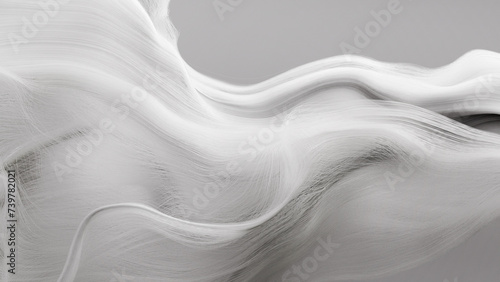 白の波、線、糸の3DCG。抽象的なCG背景。