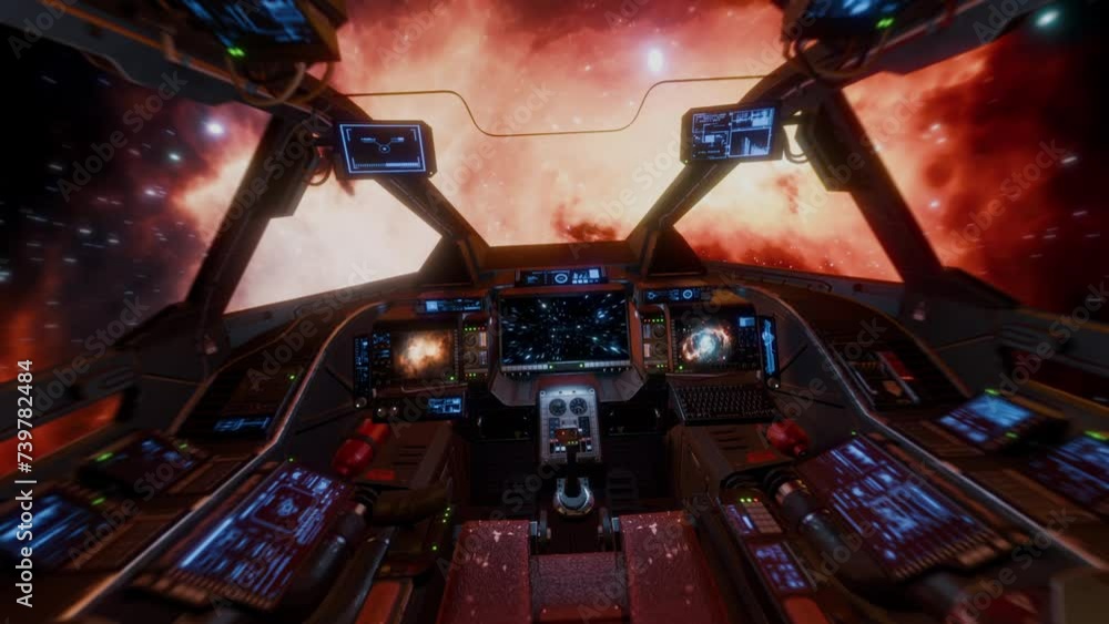 Inside a spaceship flying trough space Inside a spaceship flying trough space