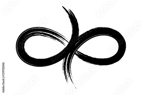 Calligraphic eternity symbol. Motif of a lying eight which is left open at the top and bottom, created with a single brushstroke. Zen-like representation of an infinity loop or the lucky number eight.