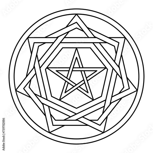 Sigillum Dei, Seal of God, or Seal of Truth. Basic geometric structure of the symbol of the Living God, as it was described in 14th-century book Liber Juratus, attributed to Honorius, son of Euclid.