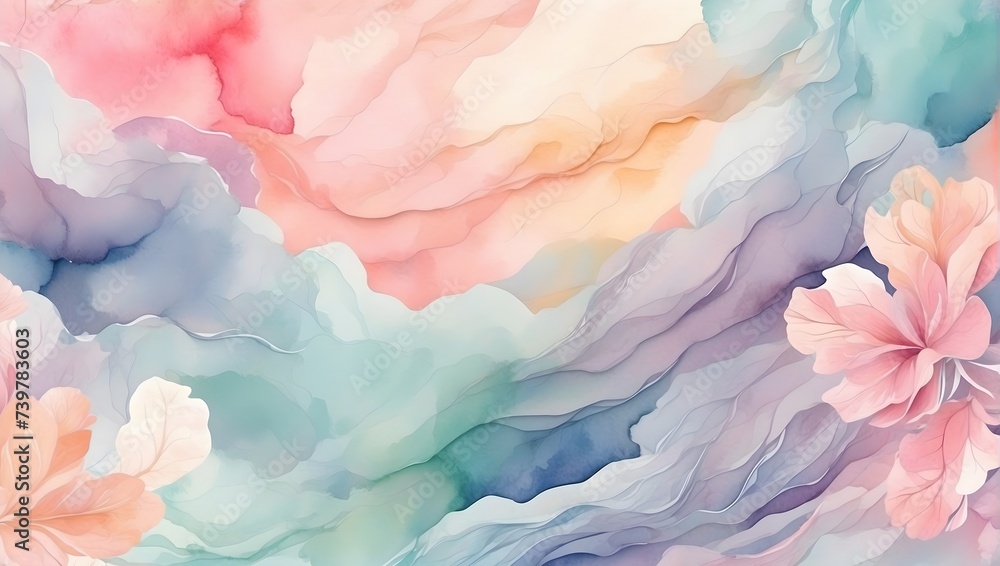 Dreamy watercolor background with soft brushstrokes and pastel hues, adding a whimsical and artistic touch to website banners, ultra-realistic, detailed. generative AI