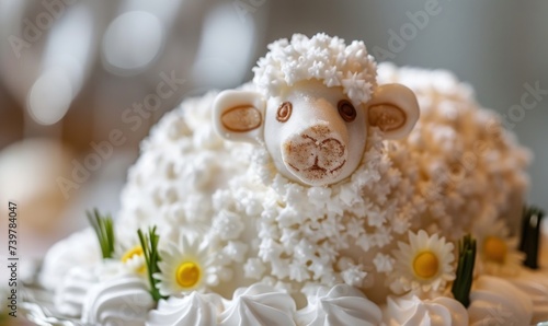 Close-up of a Paschal lamb cake, a sweet symbol of the season photo
