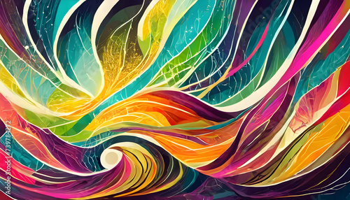 abstract background with lines colorful pattern ai generative 