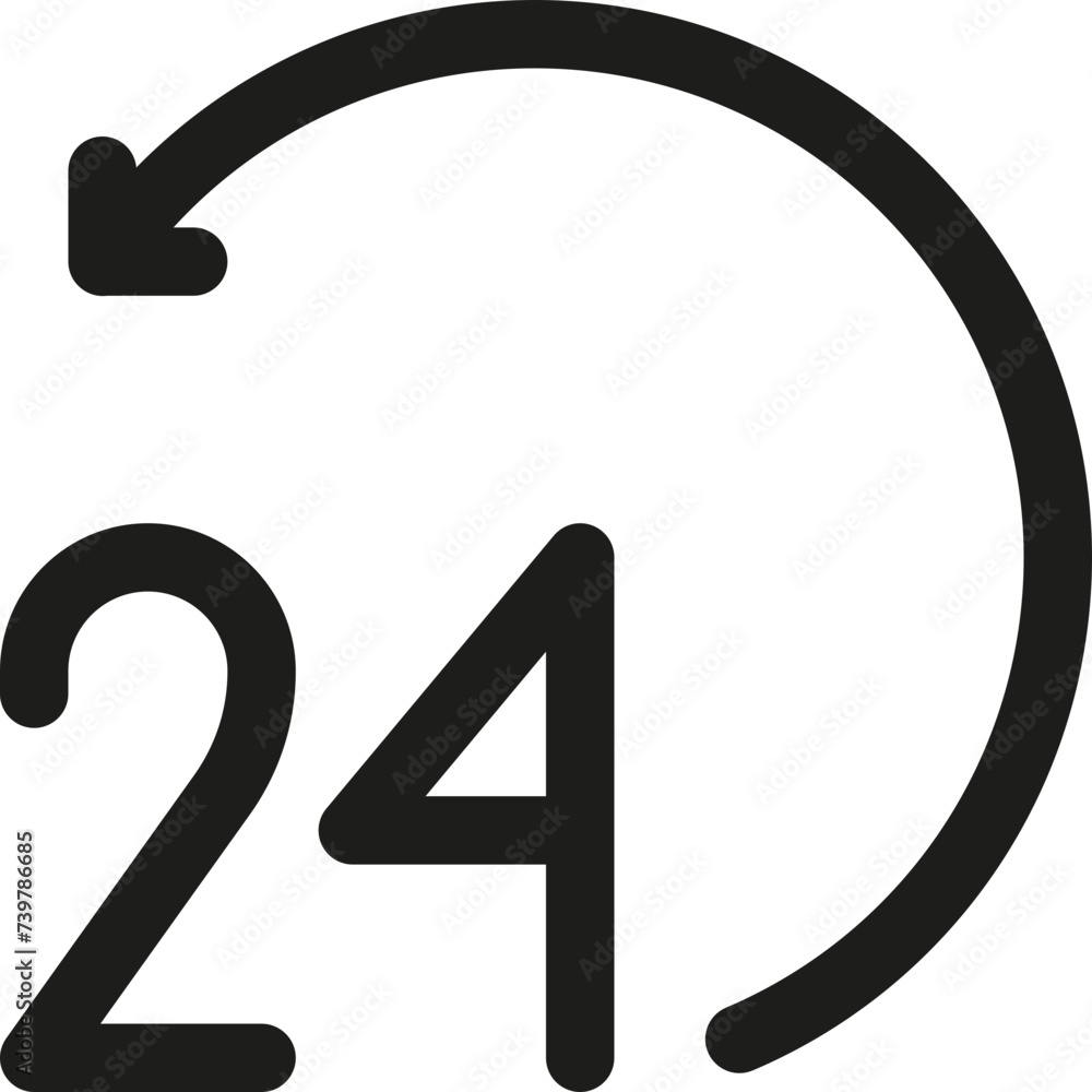 Contact Us 24 Hour Icon in Glyph Style Contact Us 24 Hour Icon in Glyph Style