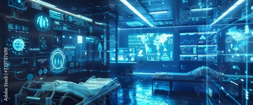 displaying medical data in the room, in the style of futuristic digital art © wanna
