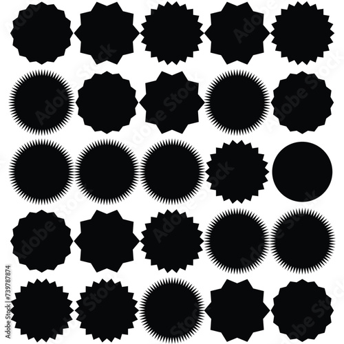 Simple sticker like sign - circle with sharp waves edge