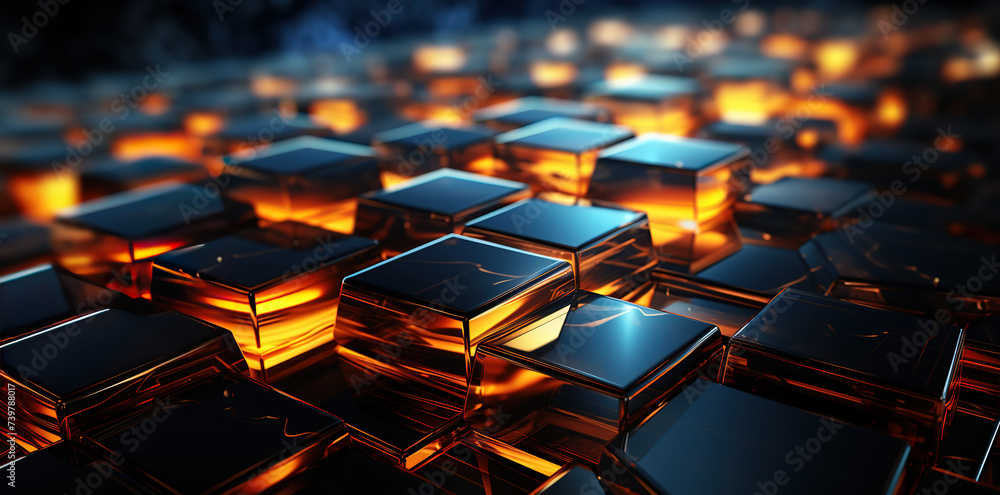 Fototapeta premium Abstract background with structure of cubes, A Colorful Technological Composition.