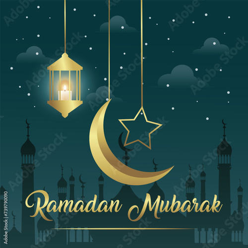 Canvas Print Ramadan Mubarak and Eid Mubarak