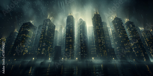 Batman the dark knight rises over a city at night,City Landscape,
